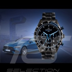 Motorsport Uhr Granpremio Chronograph Stahl Schwarz / Blau Racing  mit Spezialbox Helm 030225BB