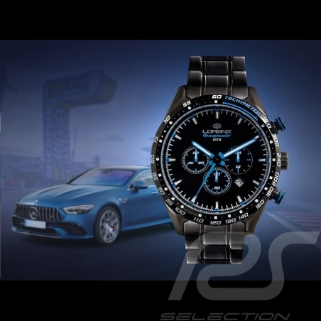 Montre Motorsport Granpremio Chronographe Acier Noir / Bleu Racing avec Coffret Spécial Casque 030225BB