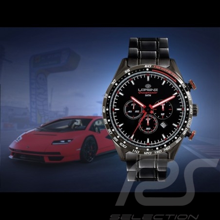 Motorsport Watch Granpremio Chronograph Steel Black / Red Racing with Special Box Helm 030225AA