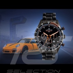 Motorsport Uhr Granpremio Chronograph Stahl Schwarz / Orange Racing mit Spezialbox Helm 030225CC