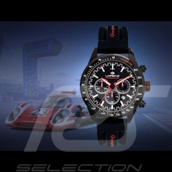 Motorsport Uhr Granpremio Chronograph Silocone Schwarz / Rot Racing mit Spezialbox Helm 030210CC