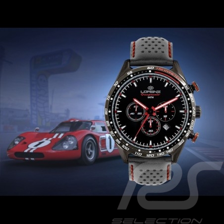 Montre Motorsport Granpremio Chronographe Cuir Perforé Noir / Rouge Racing avec Coffret spécial Casque 030226AA