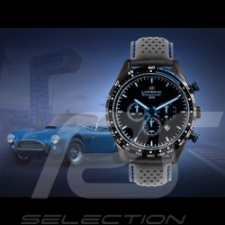 Montre Motorsport Granpremio Chronographe Cuir Perforé Noir / Bleu Racing avec Coffret spécial Casque 030226BB