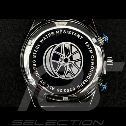 Motorsport Uhr Granpremio Chronograph Gelochtes Leder Schwarz / Blau Racing mit Spezialbox Helm 030226BB