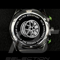 Motorsport Watch Granpremio Chronograph Perforated leather Black / Green Racing with Special Box Helmet 030226DD