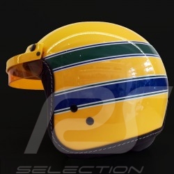 Casque Ayrton Senna McLaren F1 1988-1993 Jaune - Bandes verte et bleue