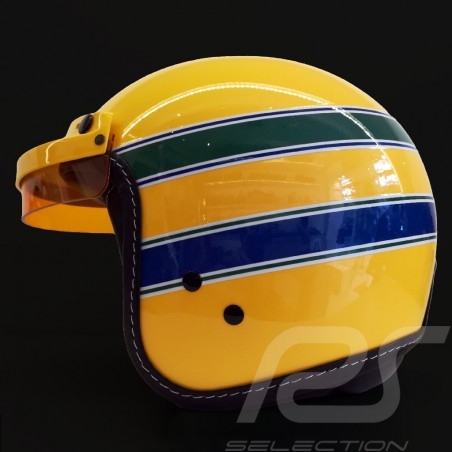 Casque Ayrton Senna McLaren F1 1988-1993 Jaune - Bandes verte et bleue