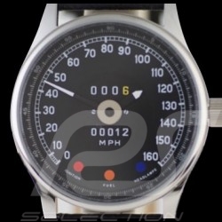 Jaguar E-Typ Tachometer Uhr Chrom Gehause / schwarz Hintergrund / weiße Zahlen