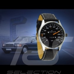 Montre compteur de vitesse Mercedes-Benz W126 boitier chrome / fond noir / chiffres blancs
