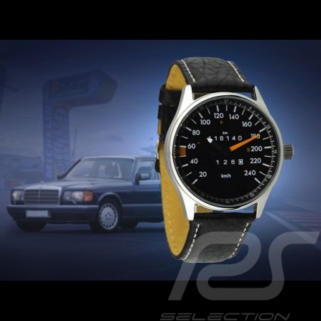 Mercedes-Benz W126 Tachometer Uhr Chrom Gehause / schwarz Hintergrund / weiße Zahlen