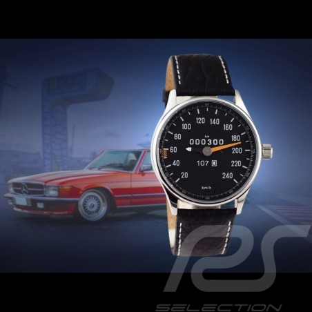 Mercedes-Benz 300 SL W107 Tachometer Uhr Chrom Gehause / schwarz Hintergrund / weiße Zahlen