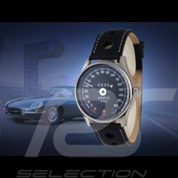 Jaguar E-Typ Tachometer Uhr Chrom Gehause / schwarz Hintergrund / weiße Zahlen