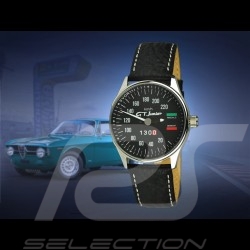 Montre compteur de vitesse Alfa Romeo Giulia 1300 GT Junior boitier chrome / fond noir / chiffres blancs