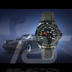 Montre compteur de vitesse Porsche 911 Turbo 3.3 boitier noir  / fond noir / chiffres blancs