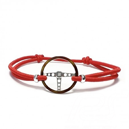 Bracelet Volant Classic finition Argent / Acétate cordon de couleur Rouge Made in France