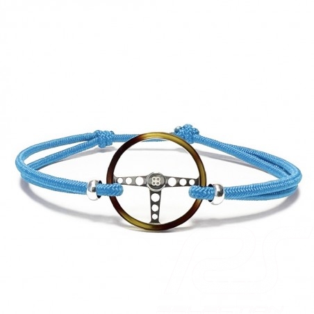 Bracelet Volant Classic finition Argent / Acétate cordon de couleur Bleu Miami Made in France
