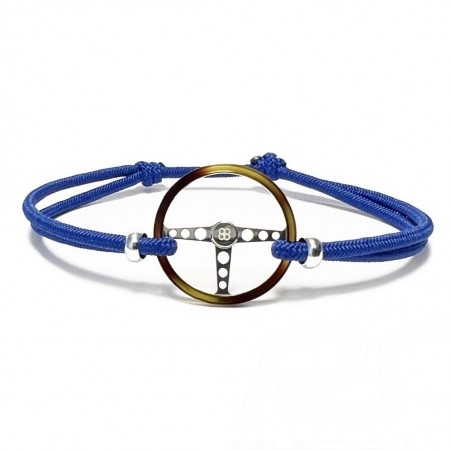 Bracelet Volant Classic finition Argent / Acétate cordon de couleur Bleu France Made in France