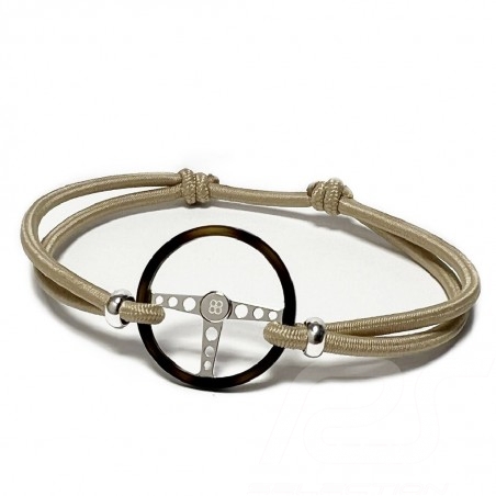 Bracelet Volant Classic finition Argent / Acétate cordon de couleur Beige cachemire Made in France
