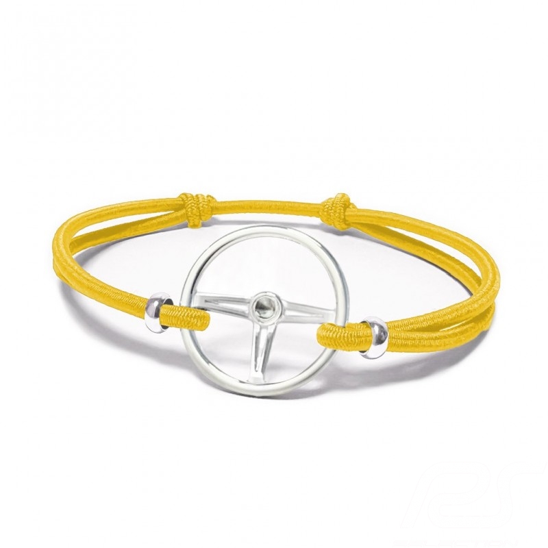 Bracelet Volant Sport finition Argent cordon de couleur Jaune Made in France