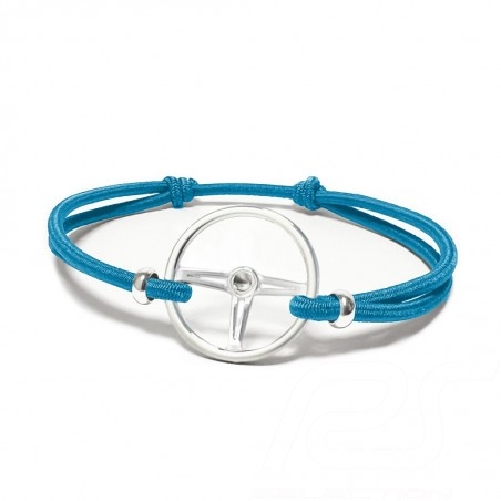 Bracelet Volant Sport finition Argent cordon de couleur Bleu Miami Made in France