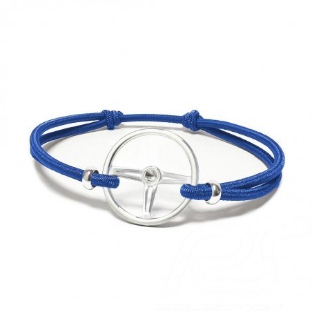 Sports wheel bracelet Silver finish Coloured cord France Blue Made in France