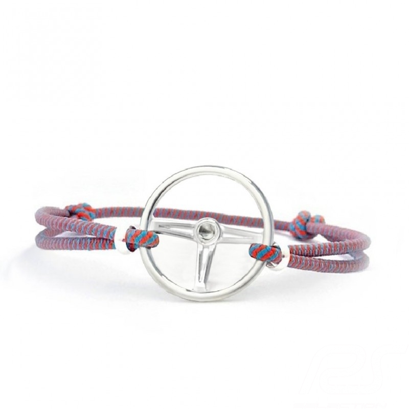 Bracelet Volant Sport finition Argent / Acétate cordon de couleur Bleu Gulf Made in France