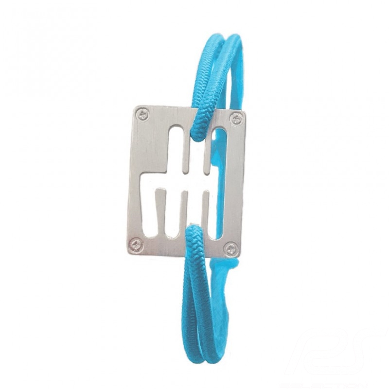 Stradale Gearbox bracelet Silver finish Coloured cord Miami Blue Made in France