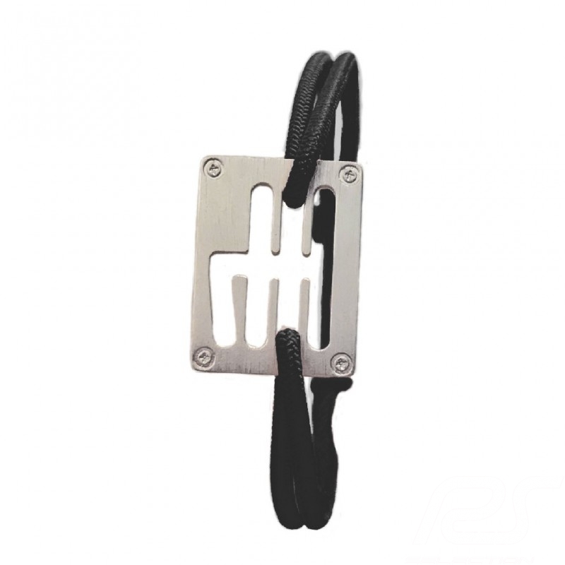 Stradale Gearbox bracelet Silver finish Coloured cord Black Made in France