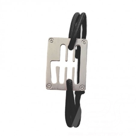 Bracelet Stradale Gearbox finition Argent cordon de couleur Noir Made in France