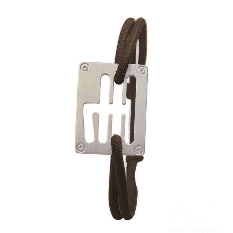Stradale Gearbox bracelet Silver finish Coloured cord Brown Made in France