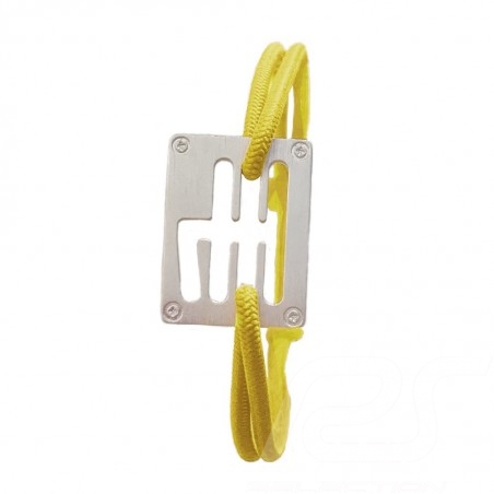 Stradale Gearbox bracelet Silver finish Coloured cord Yellow Made in France
