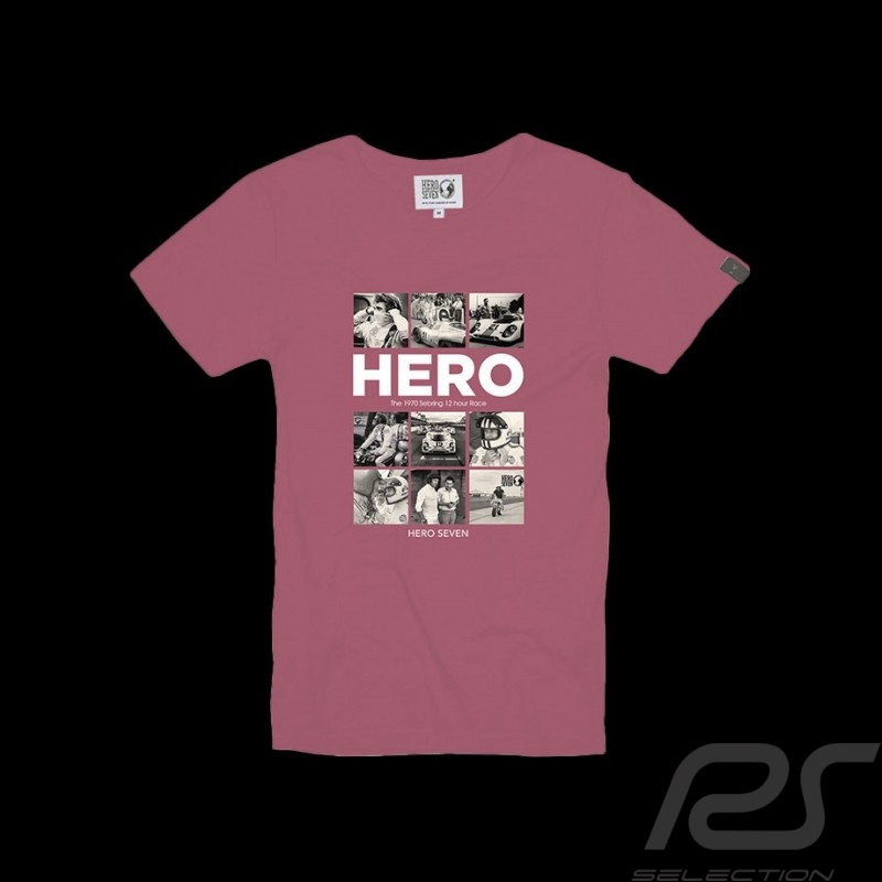 T-shirt Steve McQueen Mosaique 12h Sebring 1970 Rose Hero Seven - homme