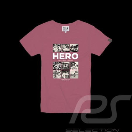 T-Shirt Steve McQueen Mosaique 12h Sebring 1970 Pink Hero Seven - men