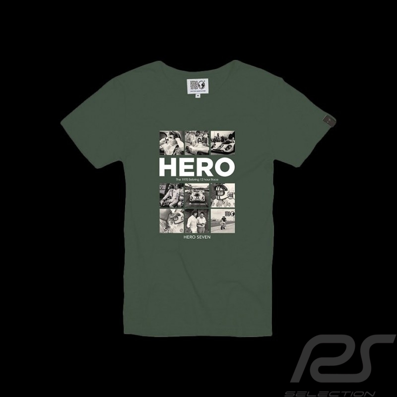 T-shirt Steve McQueen Mosaique 12h Sebring 1970 Vert Hero Seven - homme