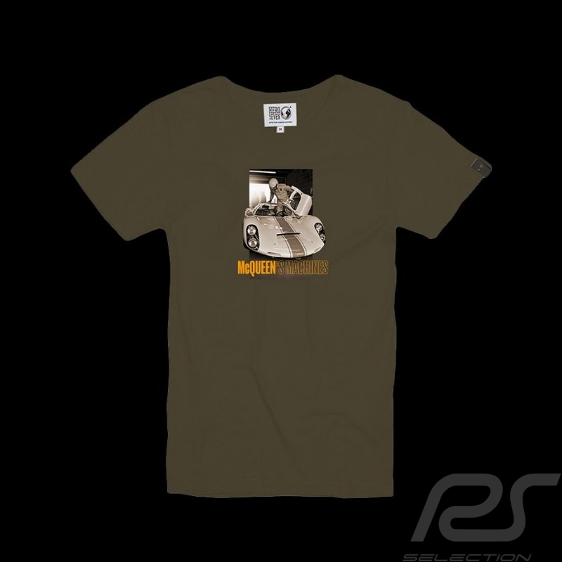 T-shirt Steve McQueen Porsche 906 Vert Kaki Hero Seven - homme
