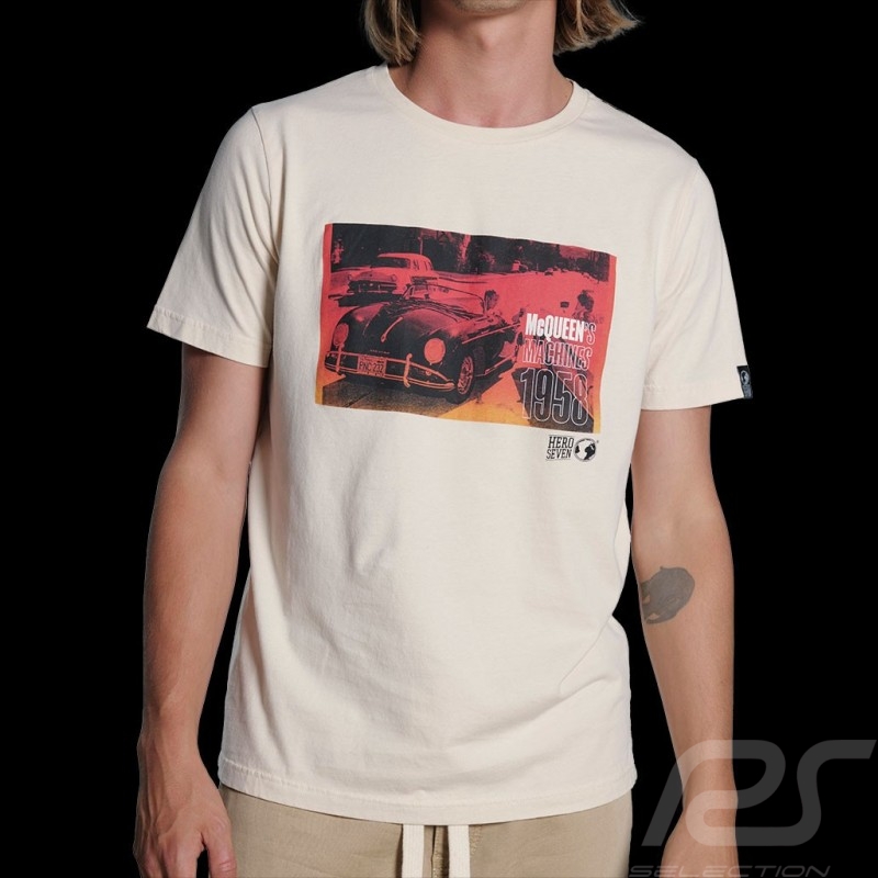 T-Shirt Steve McQueen Porsche 356 Speedster Cremeweiß Hero Seven - Herren