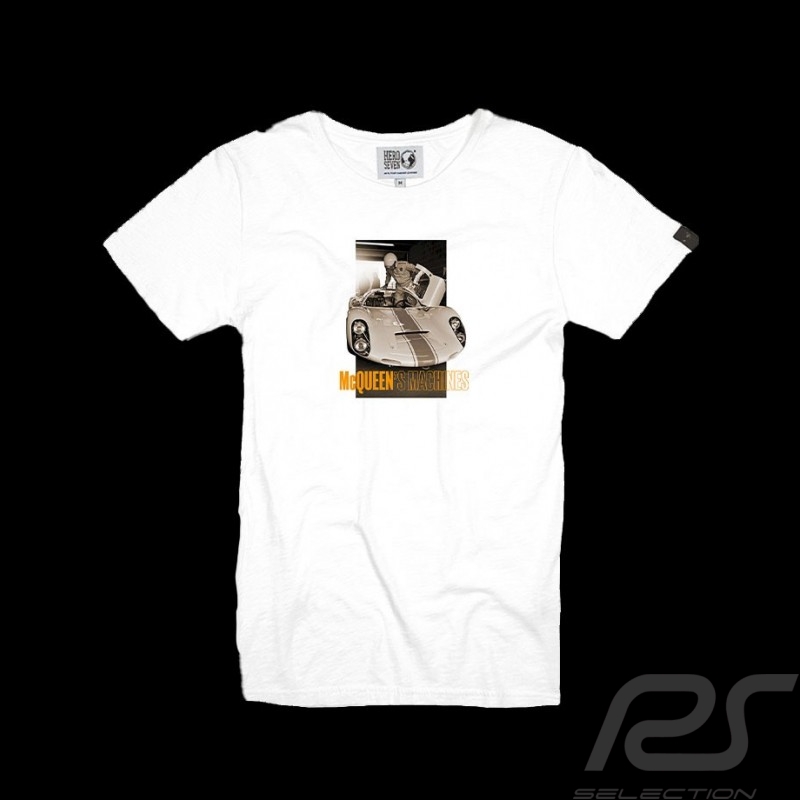 T-Shirt Steve McQueen Porsche 906 White Hero Seven - men