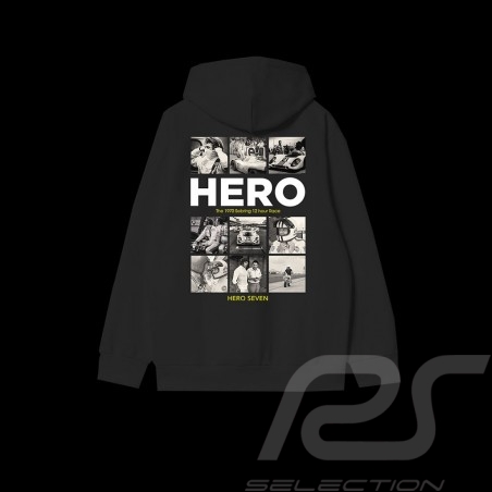 Sweatshirt à capuche Steve McQueen Mosaique 12h Sebring 1970 Noir Hero Seven - homme