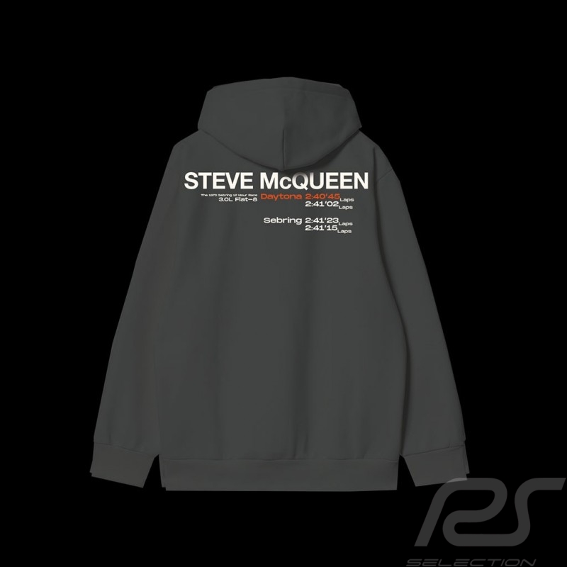 Sweatshirt Hoodie Steve McQueen Chrono 12h Sebring 1970 Dark Grey Hero Seven - men
