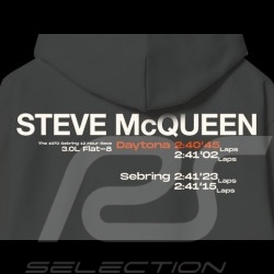 Sweatshirt à capuche Steve McQueen Chrono 12h Sebring 1970 Gris Foncé Hero Seven - homme