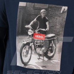 T-shirt Steve McQueen Triumph Bonneville ISDT 1964 Lange Ärmel Inkblau Hero Seven - Herren