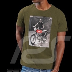 T-shirt Steve McQueen Triumph Bonneville ISDT 1964 Olivegrün Hero Seven - Herren