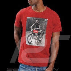 T-shirt Steve McQueen Triumph Bonneville ISDT 1964 Rouge Hero Seven - homme