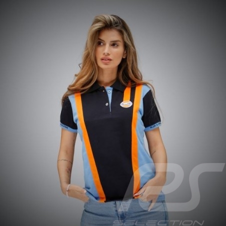 Polo Gulf Racing Bleu Marine / Bleu Cobalt / Orange - femme