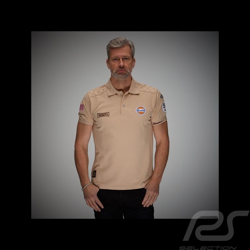 Polo Gulf Racing Steve McQueen Le Mans n°50 sand beige - men Polo Gulf Racing Steve McQueen Le Mans n°50 sand beige - men