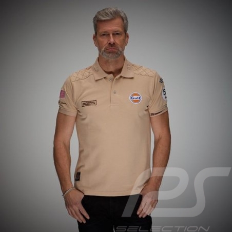 Polo Gulf Racing Steve McQueen Le Mans n°50 beige sable - homme