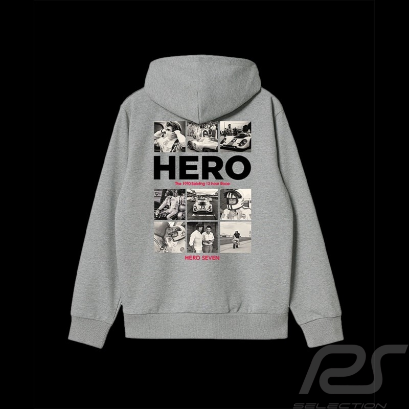 Sweatshirt Steve McQueen Mosaique 12h Sebring 1970 à capuche Gris Hero Seven - homme