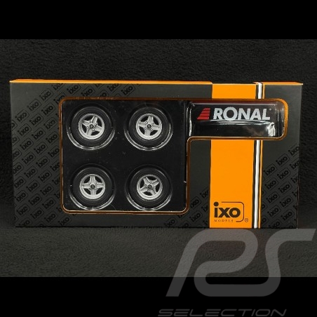 Set of 4 Ronal 4 Spoke Wheels for Porsche BMW Mercedes Ford Tuning Silver 1/18 Ixo Models 18SET008W