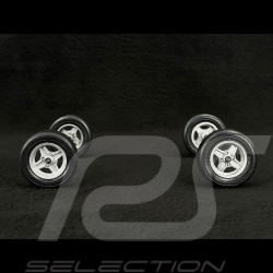 Set von 4 Räder Felgen Ronal 4 Speichen für Porsche BMW Mercedes Ford Tuning Silber 1/18 Ixo Models 18SET008W