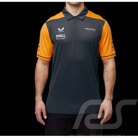Polo McLaren F1 Team Norris Piastri Gris Anthracite / Orange Papaya TM0824 - homme